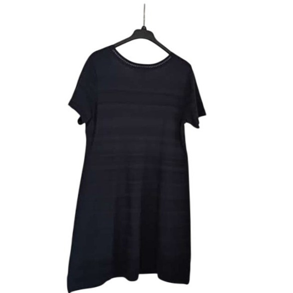 Lane Bryant‎ Plus Size 22/24 Navy Blue Textured Stripe Rayon Knit Scoop Dress - Picture 5 of 11